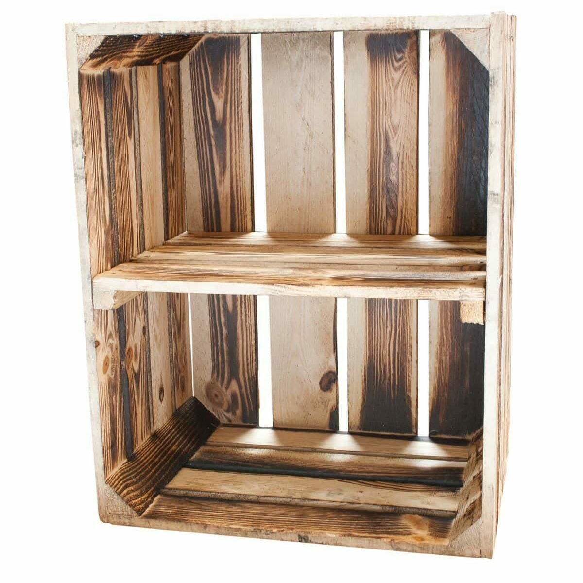 ᐅ Regalkiste mit Querboden 50x40x30cm - geflammt