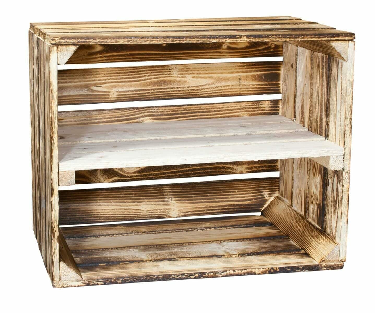 Holzkisten Regal mit Zwischenbrett-Regalkiste