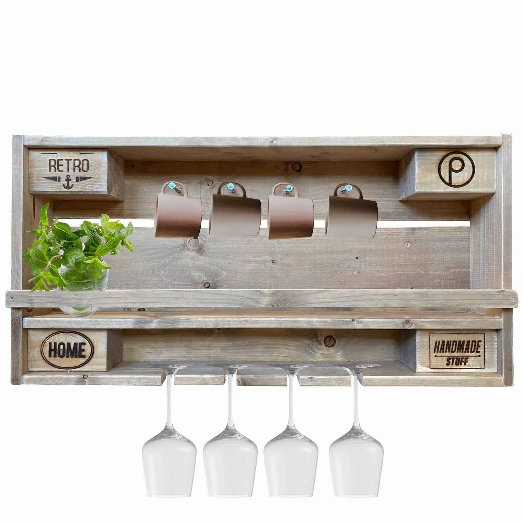 ᐅ Tassen - Gläser Regal aus Paletten mit Ablage