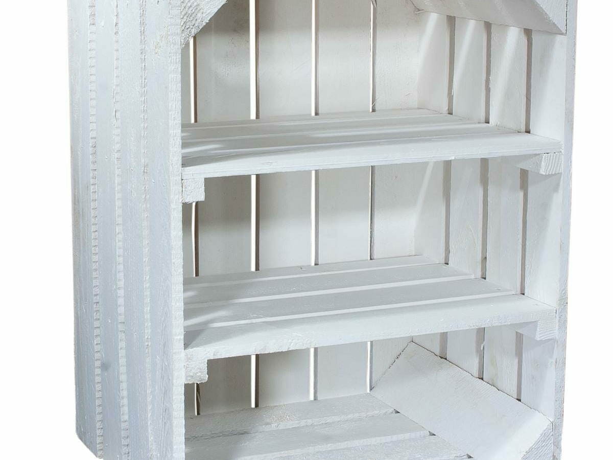 ᐅ Weißes Obstkisten Regal mit 2 Mittelbrettern