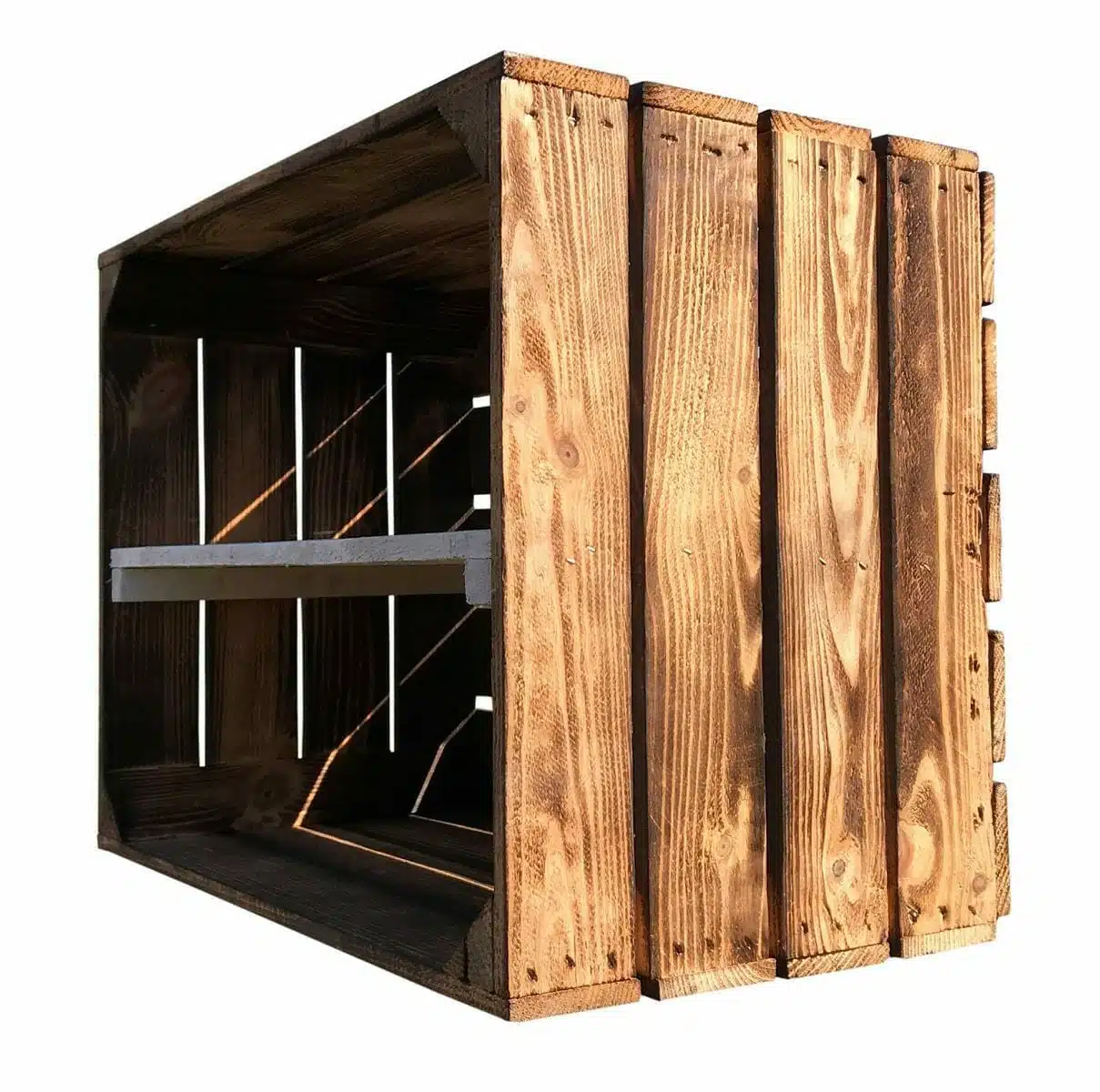 Geflammte Holzkiste - weißes Mittelbrett - 50x40