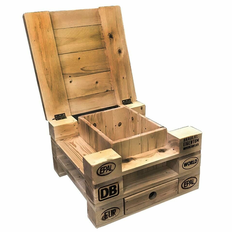 ᐅ Palettentisch mit Deckel & Stauraum Palettenmöbel Shop