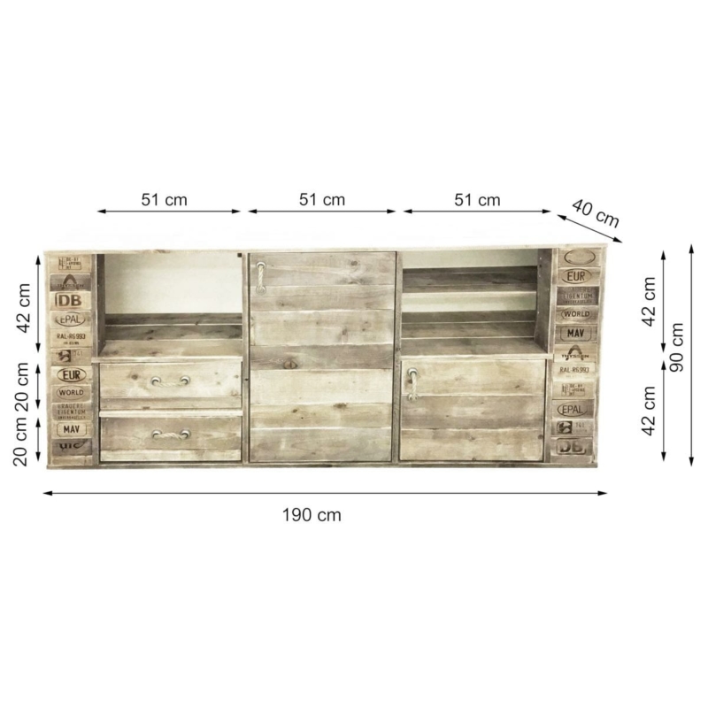 Palettenmöbel Kommode-Sideboard-Schrank aus Paletten