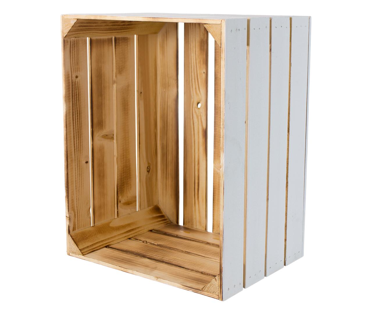 á… Obstkiste Weiss Geflammt 50x40x30cm Holzkisten Shop