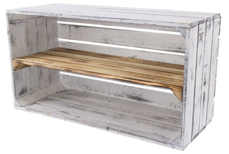 breite vintage regalkiste grau geflammt