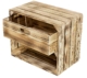 geflammte holzkiste mit schublade