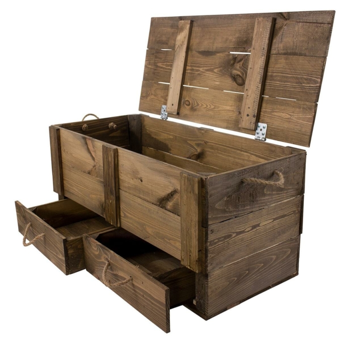Holztruhe Mit Polster Große Holzkiste Mit Sitzfläche - 50x40x44cm