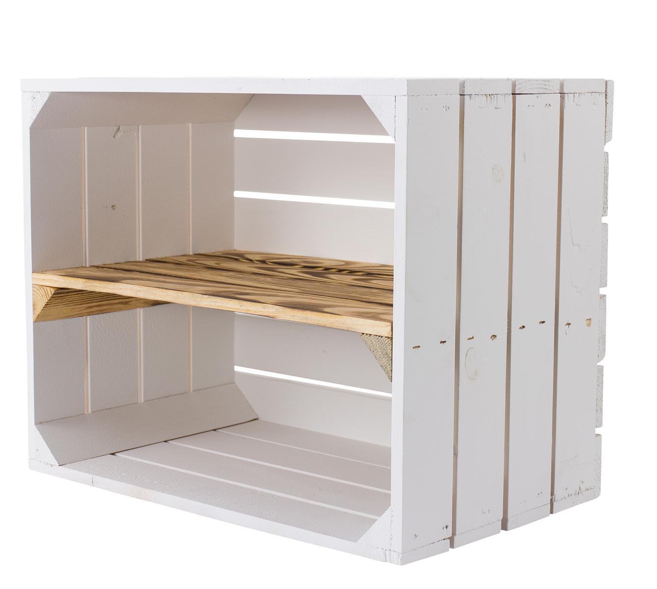á… 6er Set Sparpaket Weisse Holzkisten Mit Geflammten Mittelbrett
