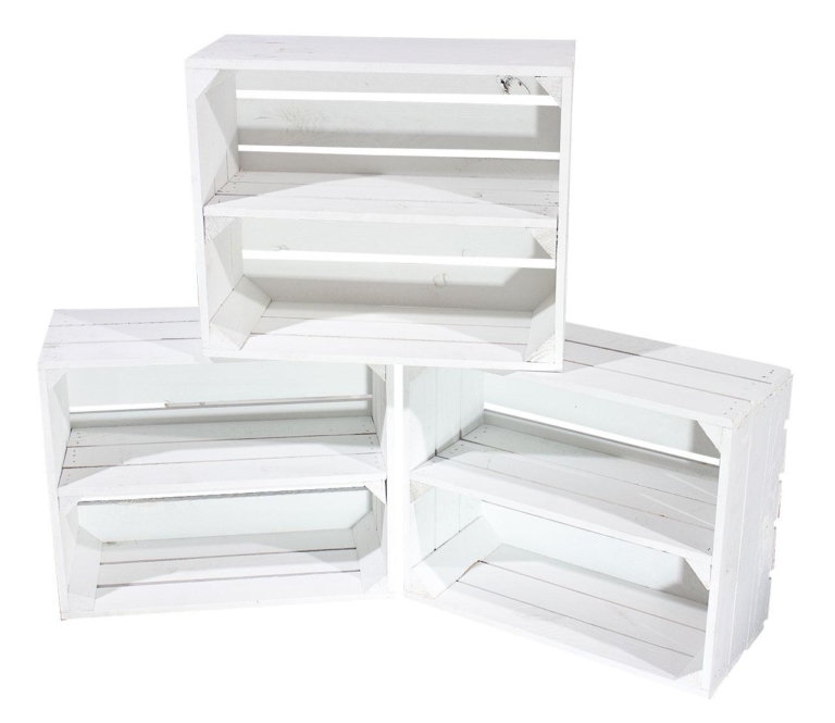 ᐅ Flache weiße Holzkiste - 50x40x22cm | Regal,- & Dekokisten