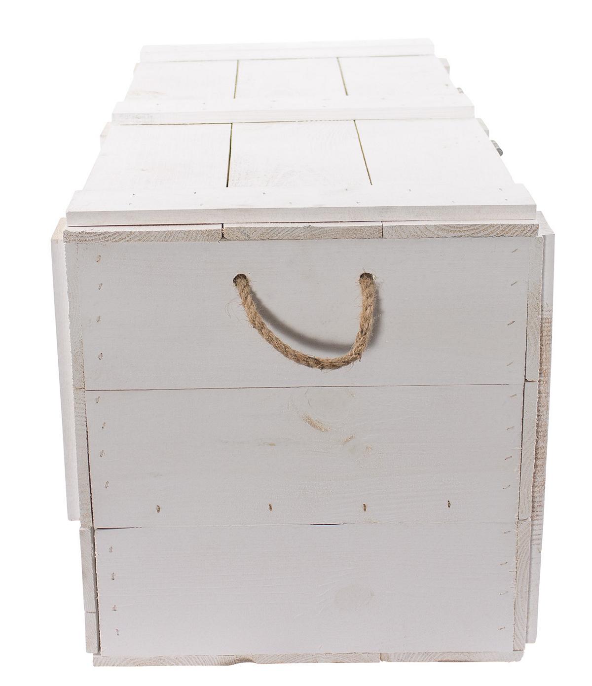 ᐅ Weiße Holzkiste mit Deckel | Mit 2 Schubladen & Kordel