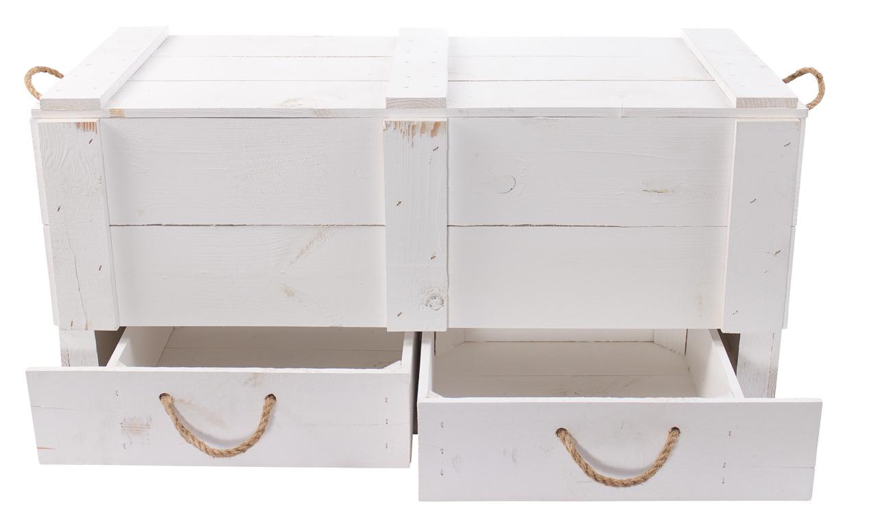 ᐅ Weiße Holzkiste Schubladen 2 Kordel | Mit & Deckel mit
