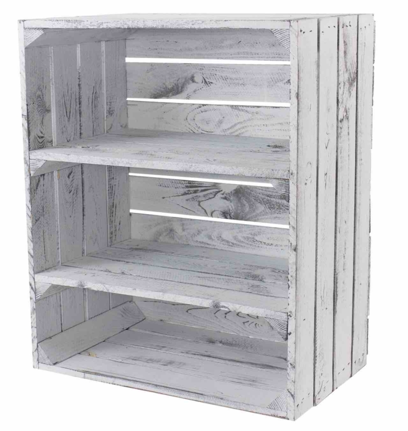 Holzkiste Regalkiste Shabby White Vintage Design