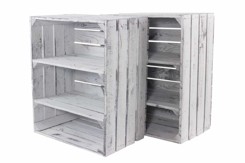 Holzkiste Regalkiste Shabby White Vintage Design