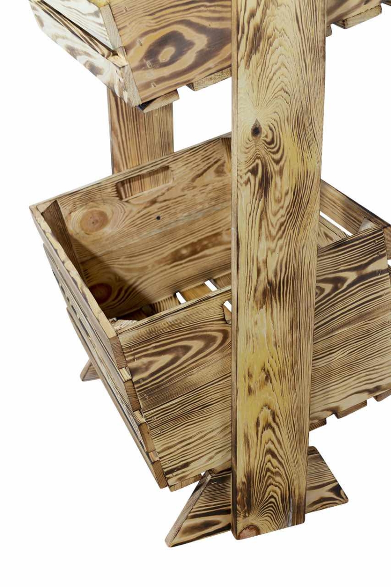 Holzkisten Regal mit 2 geflammten Holzkisten