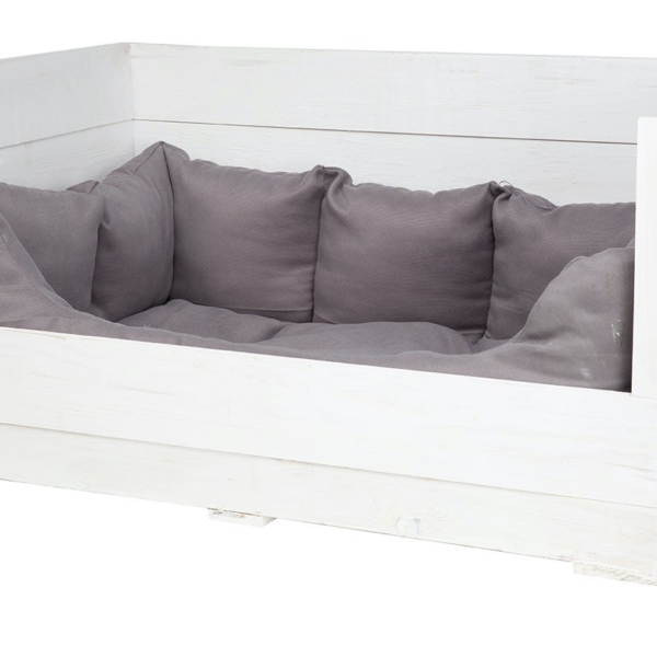 TailZzz Milo Holz-Hundebett Mit Matratze – Erhöhtes Sofa Für Kleine Bis Mittelgroße Hunde, Wasserabweisend & Greenguard Gold Zertifiziert