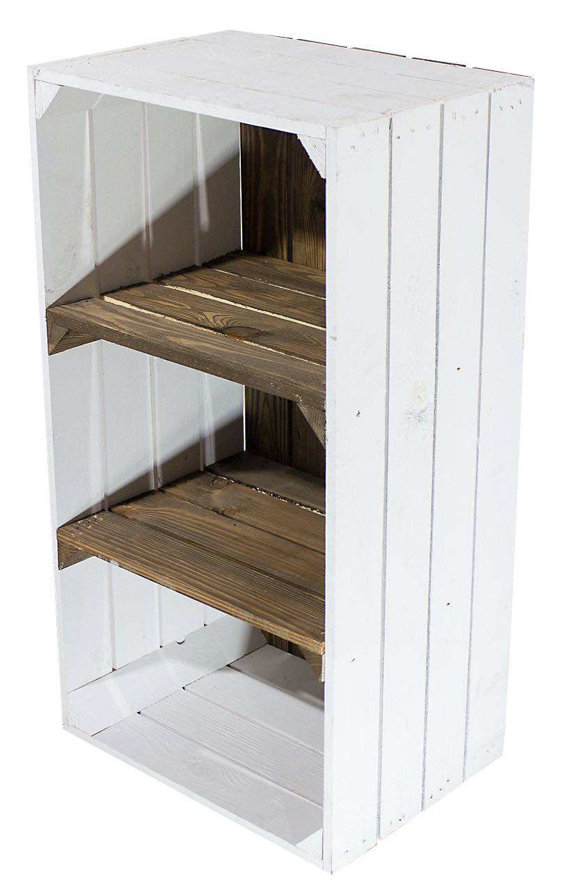 ᐅᐅ Regalkiste mit viel Stauraum in weiß / used Look | Holzkisten - Möbel