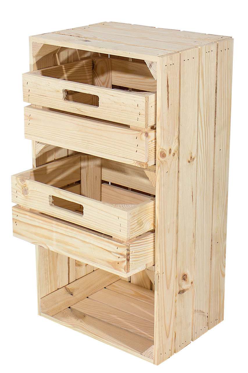 ᐅᐅ Regalkiste mit 2 Schubladen - natur | Holzkisten