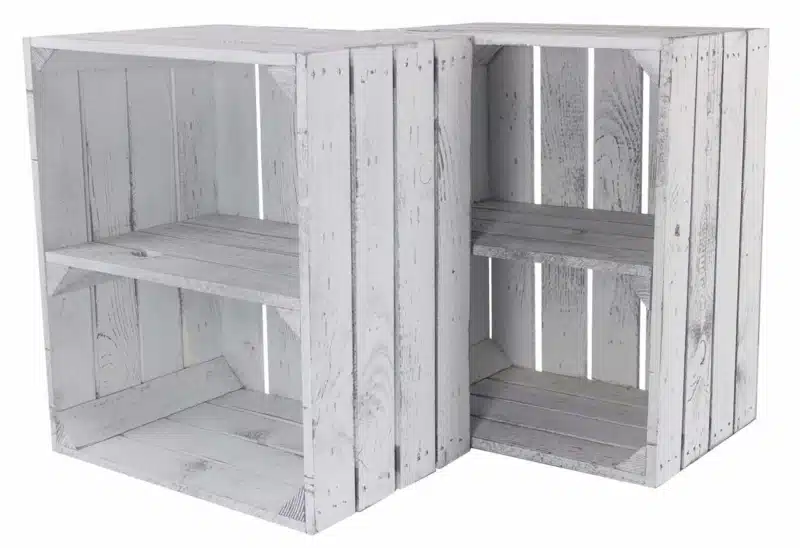 Shabby White Regalkiste aus Holz