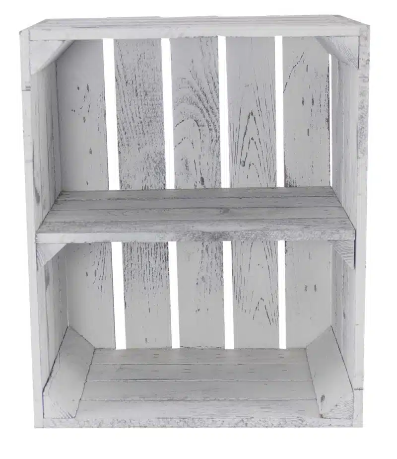 Shabby White Regalkiste aus Holz