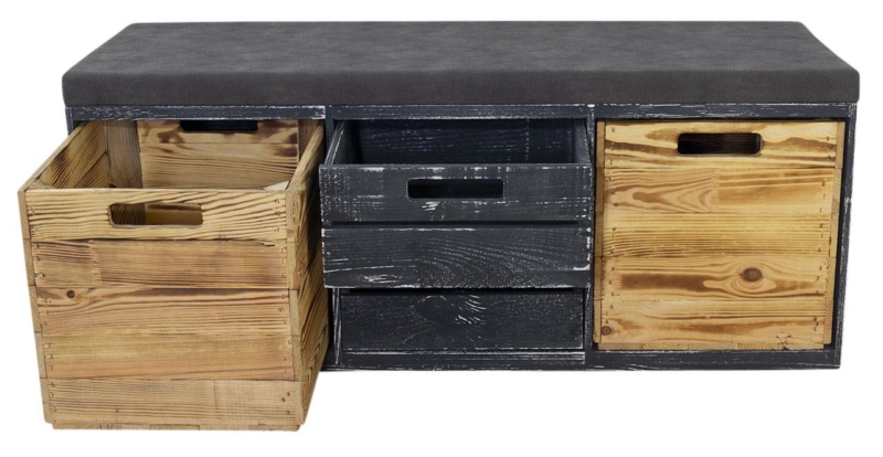 Sitzbank mit Polster aus Holz