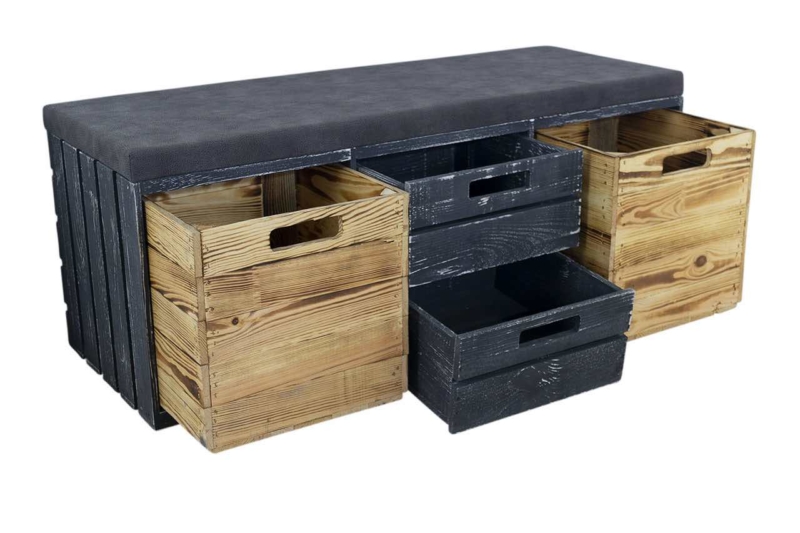 Sitzbank mit Polster aus Holz
