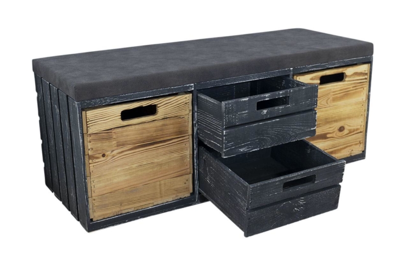 Sitzbank mit Polster aus Holz