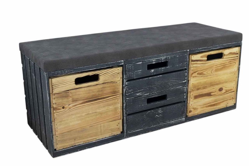 Sitzbank mit Polster aus Holz