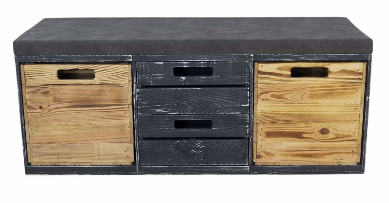 Sitzbank mit Polster aus Holz