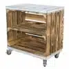 Holzkiste in geflammt mit Mittelbrett und bohlenbrett shabby weiß