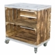 Holzkiste in geflammt mit Mittelbrett und bohlenbrett shabby weiß