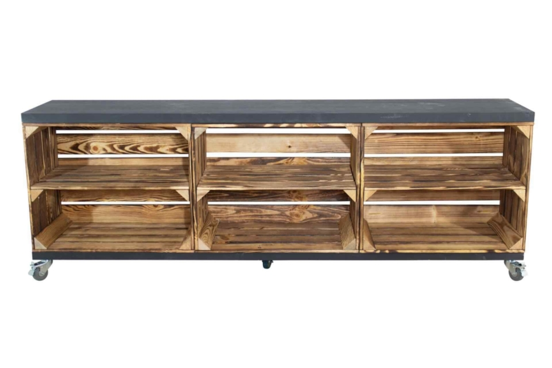 Holzkisten Kommode in geflammt