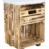 Holzkisten Nachttisch in geflammt weiß
