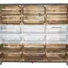 Raumtrenner aus Holzkisten in geflammt shabby weiß