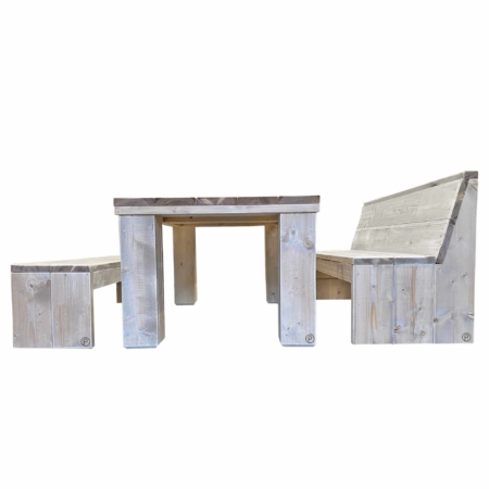 Esstisch mit Sitzbank und Bank Bauholz Möbel - Gerüstholz - Gerüstbohlen - Bauholzmöbel - Gerüstholzbohlen