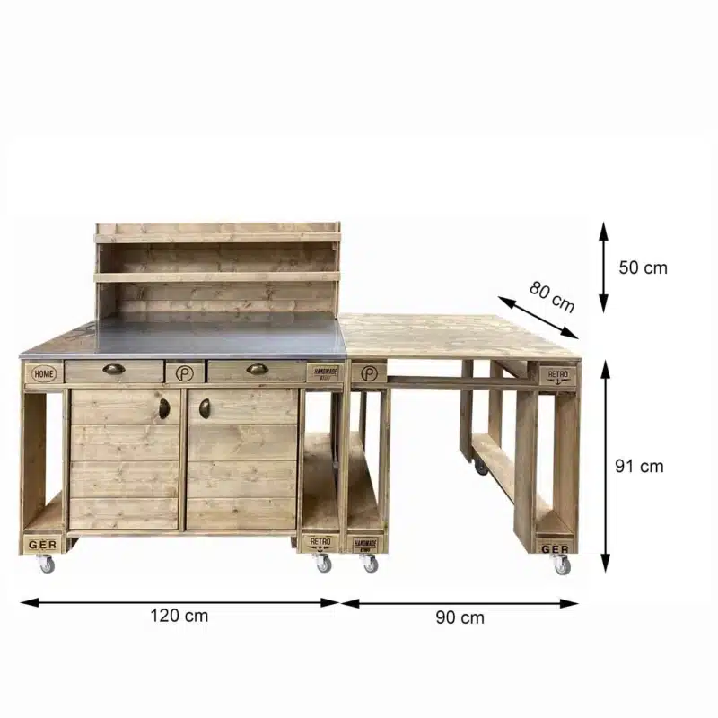 Außenküche aus Palettenholz mit Rollen