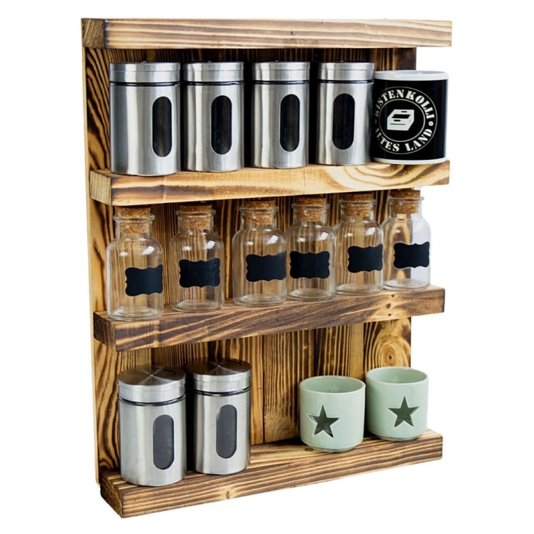 ABOOFAN Wand Gewürzregal Aus Holz - Platzsparende Aufbewahrung Für Küche & Bad