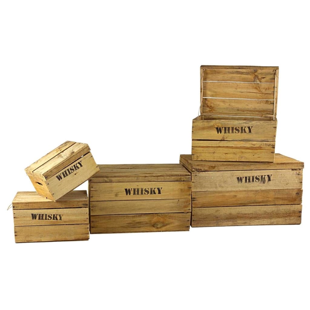 Holzkiste mit Deckel – Holztruhe – 5er Set – Aufdruck “Whisky”