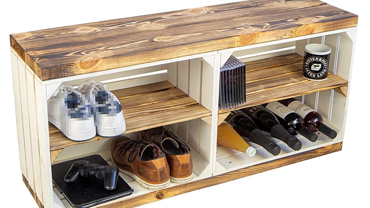 Sitzkiste mit Stauraum - Sitzbank Holz
